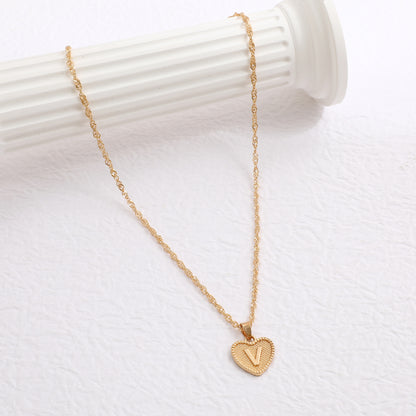 Fashion Jewelry Creative Simple Women's Peach Heart Letter Necklace Love Pendant