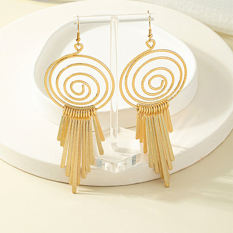Exaggerated And Personalized Vortex Gear Circle Spiral Earrings