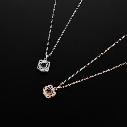 Heart-shaped Six-pointed Star Projection Copper Crystal Clavicle Chain