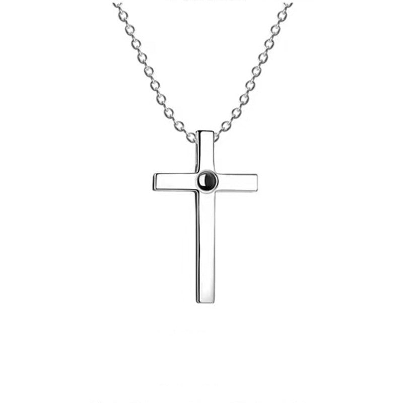 Sterling Silver Cross Projection Couple Necklace Fashion Photo Customization