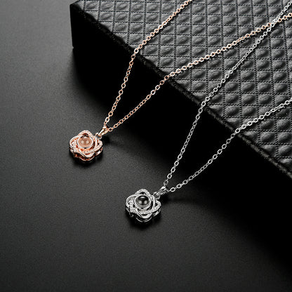 Heart-shaped Six-pointed Star Projection Copper Crystal Clavicle Chain