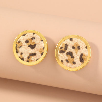 Fashion exaggerated plush leopard-print earrings popular female jewelry INS