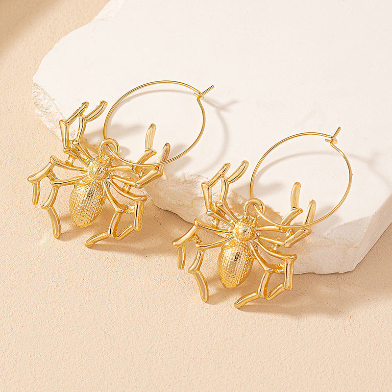 European And American Popular Metal Spider Earrings Exaggerated And Personalized Design Sense Female Hip Hop Punk
