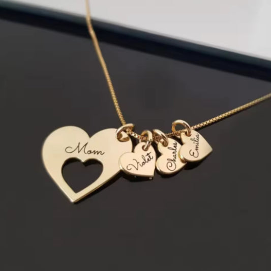 Heart-shaped Stainless Steel Engraved Name Necklace
