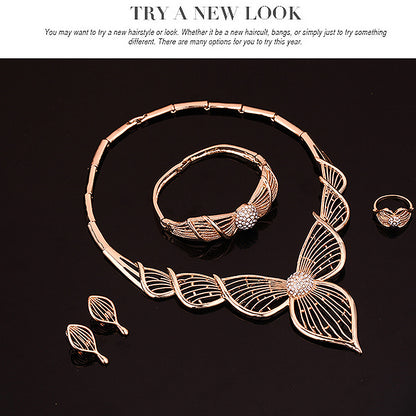 Four-piece Leaf Exaggerated Bridal Wedding Jewelry