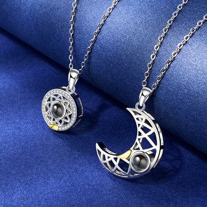 Couple Projection Necklace Sun Moon Customization