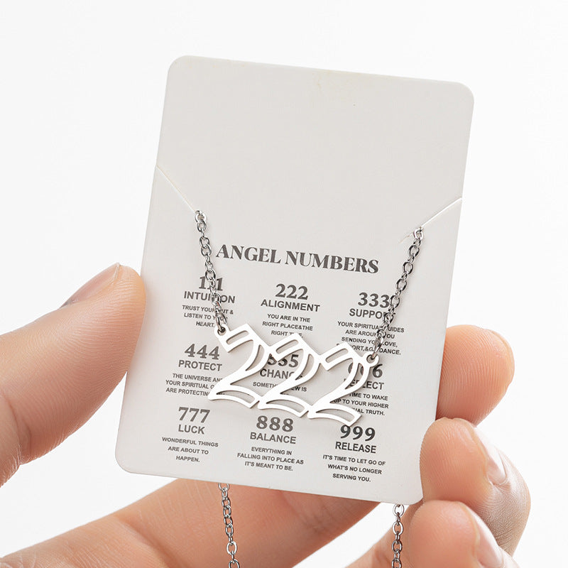 Angel Lucky Number Pendant Fashion 000-999 Stainless Steel Vintage Necklace
