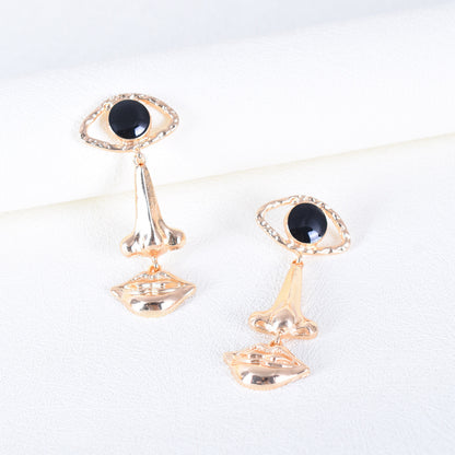 Exaggerated Long Retro Nose Lips Eye Earrings