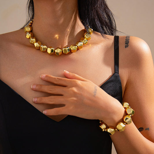 Retro Exaggerated Irregular CCB Beaded Necklace Personality