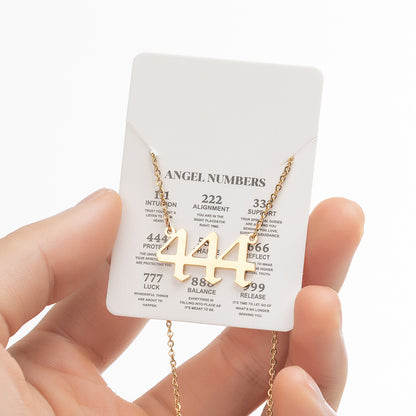 2026 Women's New Angel Lucky Digital Pendant Necklace Fashion 000-999 Stainless Steel Vintage Necklace