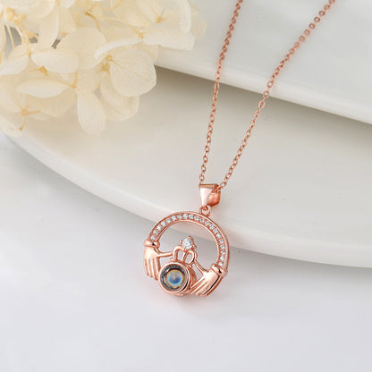 100 Languages I Love You Crown Projection Necklace