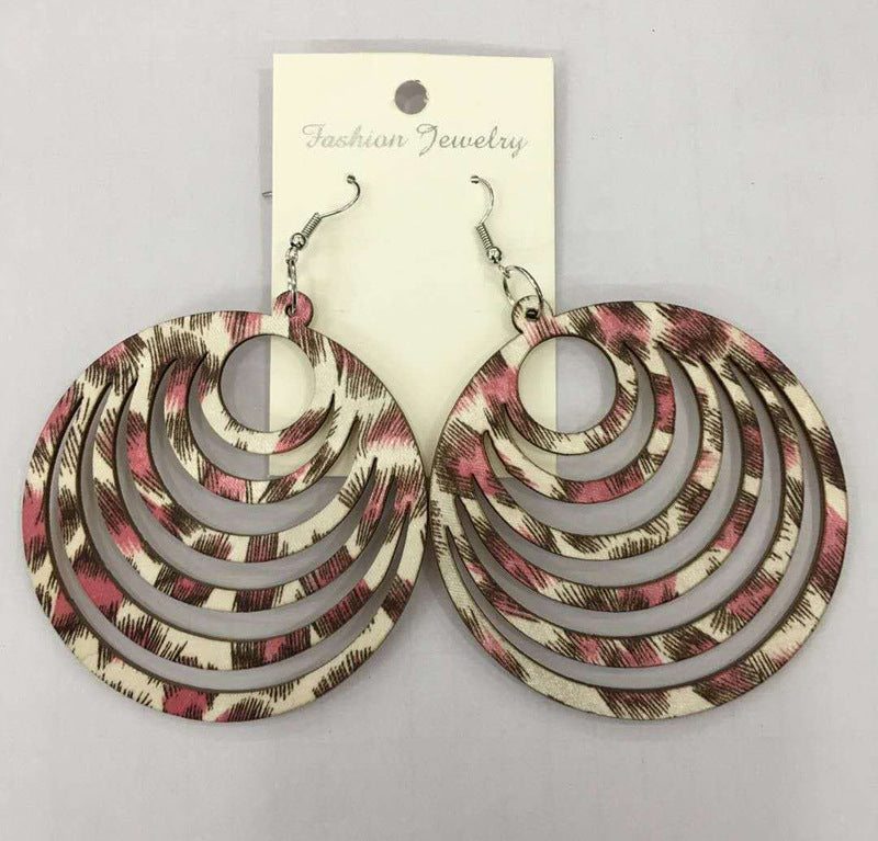 Retro Personality Exaggerated Leopard Print Earrings