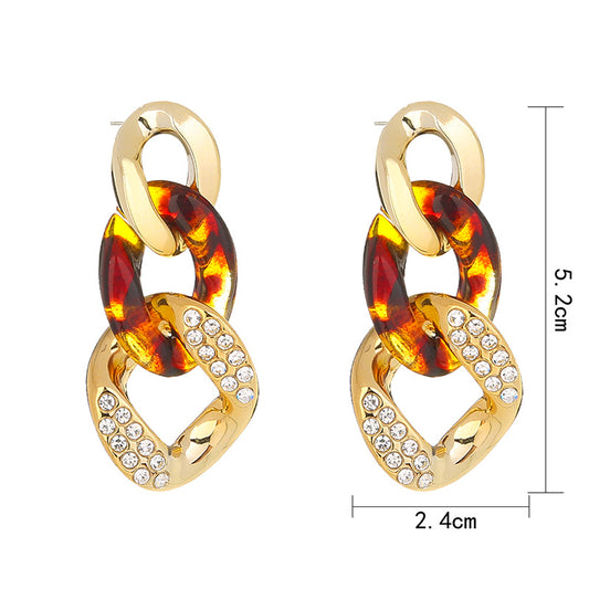 Leopard-print Resin with Diamond Stud