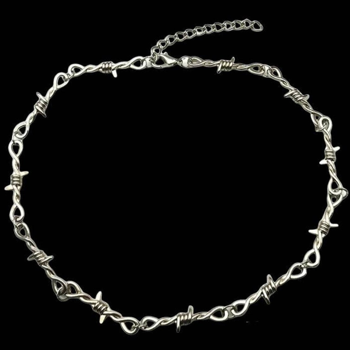 Hip Hop Gothic Punk Style Necklace With Barbed Wire