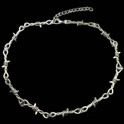 Hip Hop Gothic Punk Style Necklace With Barbed Wire