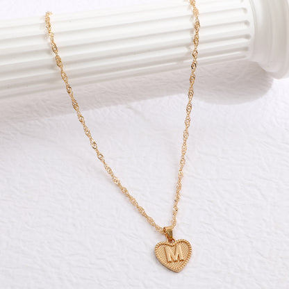 Fashion Jewelry Creative Simple Women's Peach Heart Letter Necklace Love Pendant
