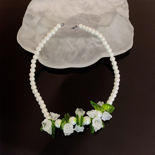 Spring Flower Lily Of The Valley Pearl Necklace