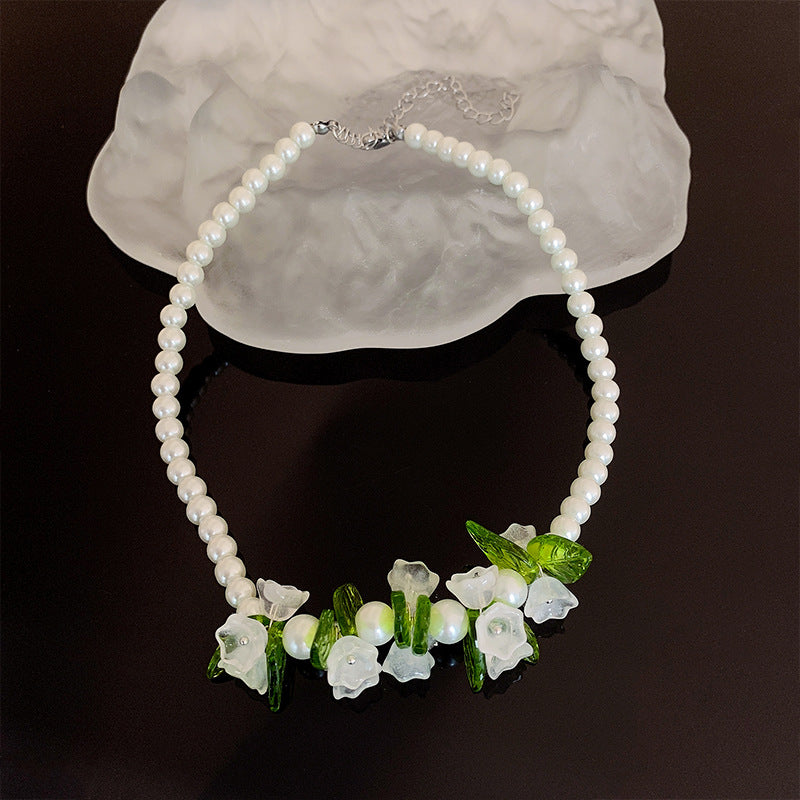 Spring Flower Lily Of The Valley Pearl Necklace