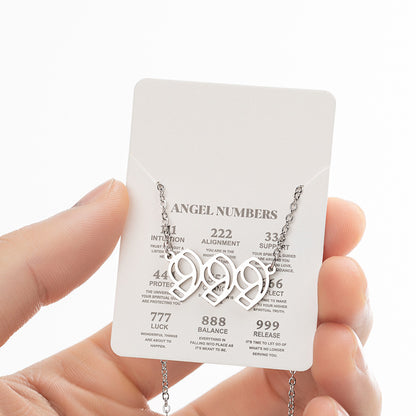 2026 Women's New Angel Lucky Digital Pendant Necklace Fashion 000-999 Stainless Steel Vintage Necklace