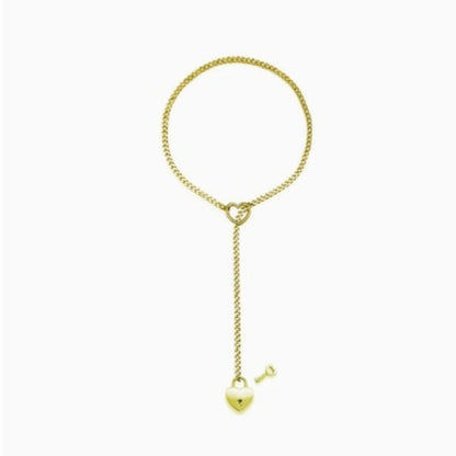 Fashion Jewelry 2026 New Slip Chain Necklace Heart O-Ring Rock Cuban Long Necklace Adjustable Heart Shaped Lock Core With Key