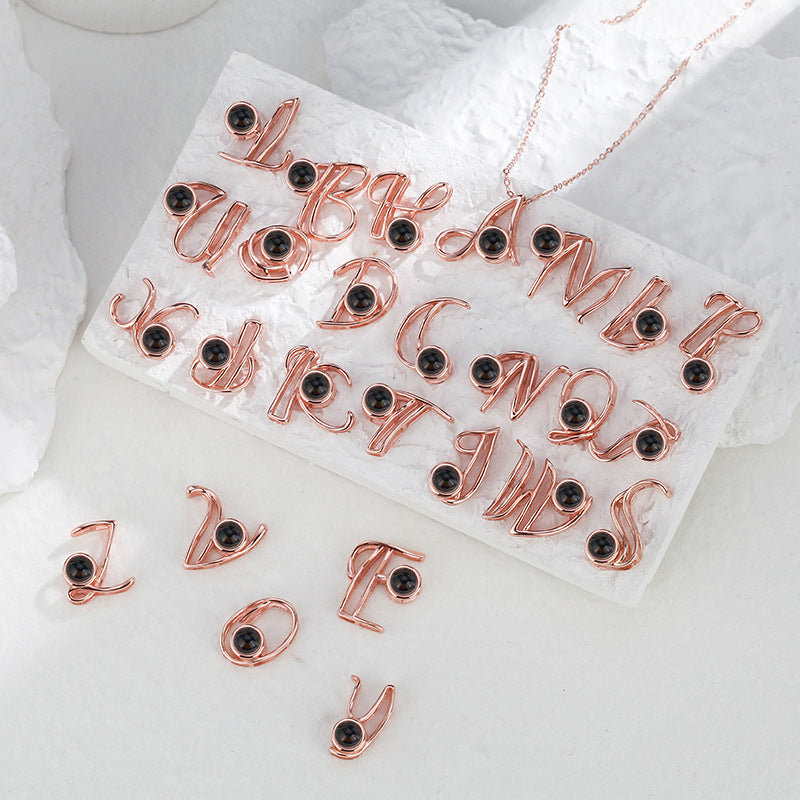 Men's And Women's Fashion Personalised Alphabet Projection Necklace