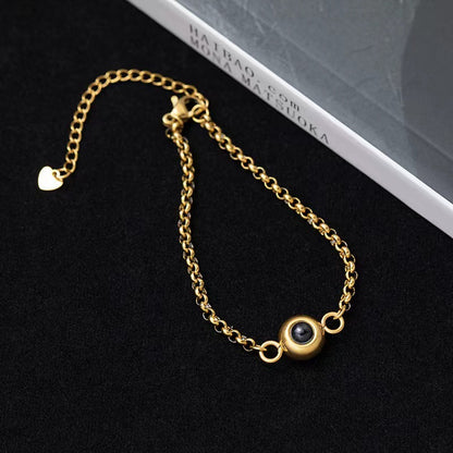 Personalized Photo Projection Titanium Steel Couple Bracelet