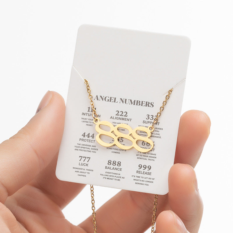 2026 Women's New Angel Lucky Digital Pendant Necklace Fashion 000-999 Stainless Steel Vintage Necklace