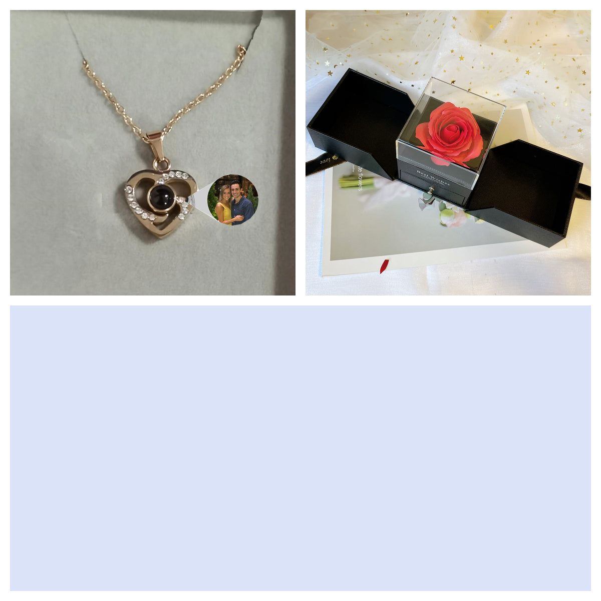 S925 Silver Romantic Colorful Photo Projection Necklace Heart Shaped Pendant Necklace