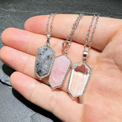 Natural Amethyst Crystal Agate Pendant Rough Stone Gemstone Necklace