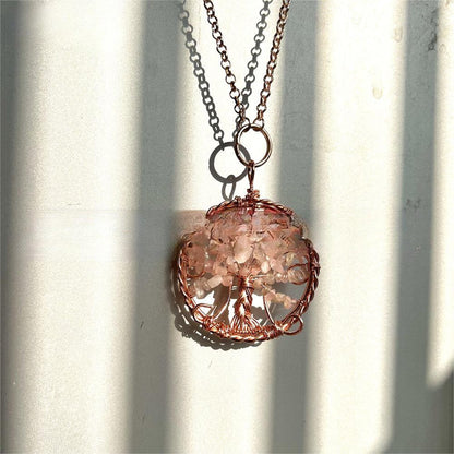 Crushed Stone Crystal Winding Pendant Necklace