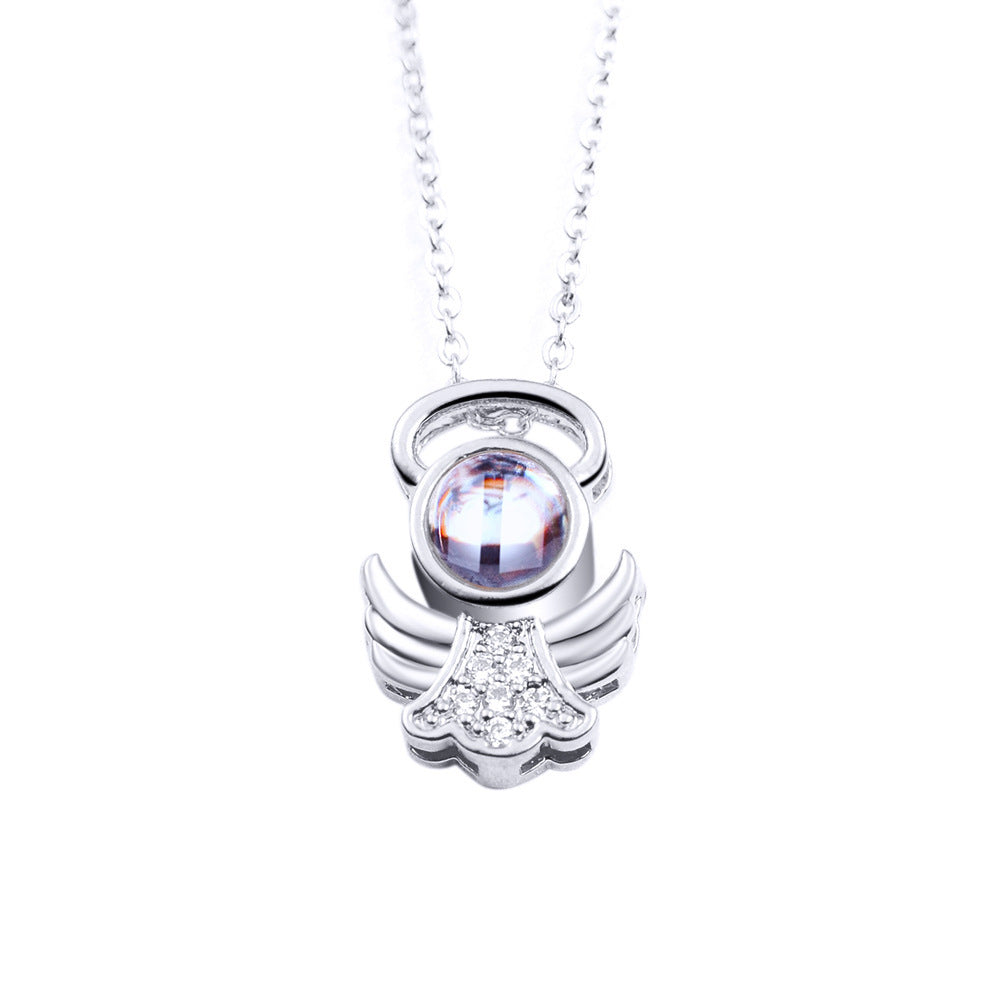 Sterling Silver S925 Little Angel Memory Projection Necklace