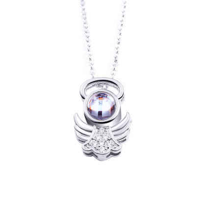 Sterling Silver S925 Little Angel Memory Projection Necklace