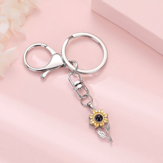 Language Color Photo Custom Sunflower Projection Keychain