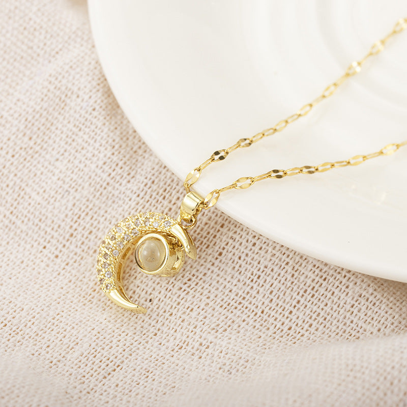 A Hundred Languages I Love You Projection Necklace Full Of Diamond Clavicle Chain