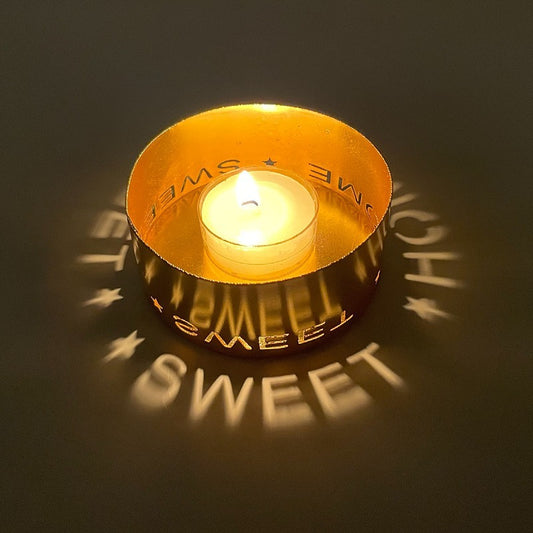 Festive Wrought Iron Projection Candle Holder Home Letters