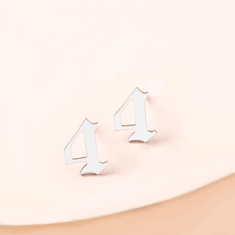 Lucky Number 4 Stainless Steel Stud Earrings