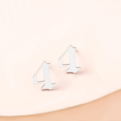 Lucky Number 4 Stainless Steel Stud Earrings
