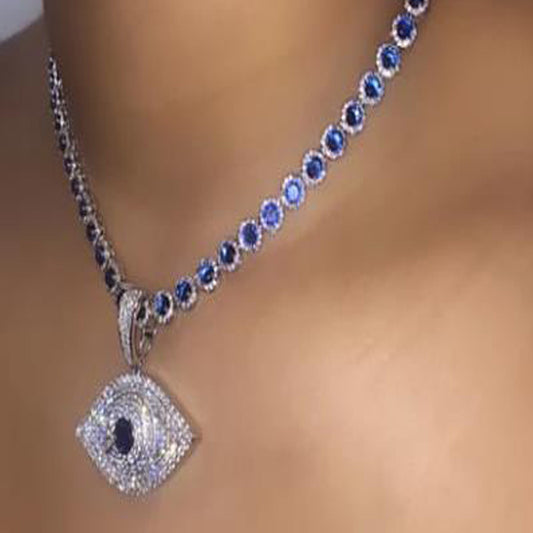 Hip Hop Blue Eyes Exaggerated Pendant Necklace