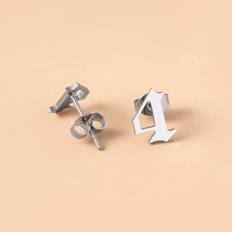 Lucky Number 4 Stainless Steel Stud Earrings