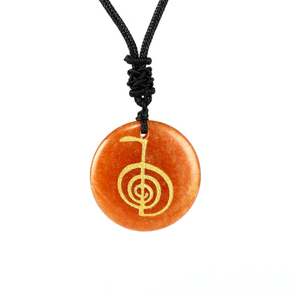 Natural Crystal Agate Stone Carving Spiral Aura Pendant Necklace Jewelry