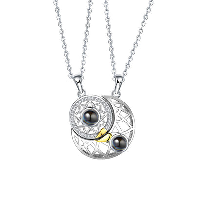 Couple Projection Necklace Sun Moon Customization