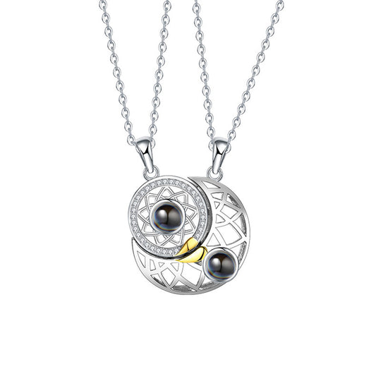 Couple Projection Necklace Sun Moon Customization
