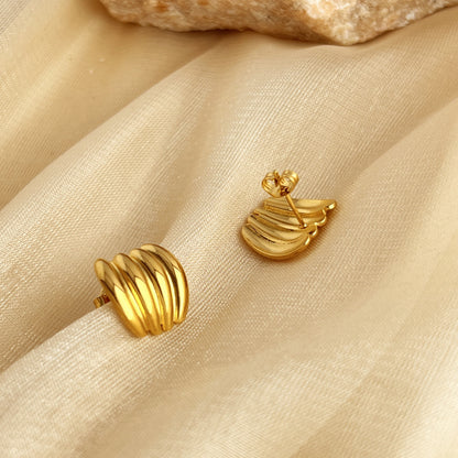 Exaggerated 18K Gold Stainless Steel Studs Ladies
