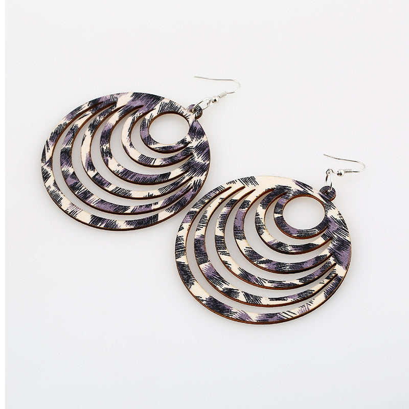 Retro Personality Exaggerated Leopard Print Earrings