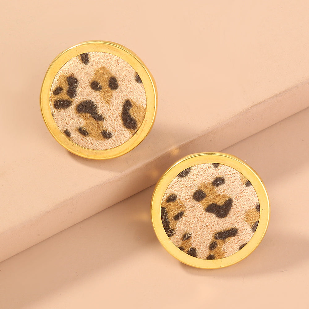 Fashion exaggerated plush leopard-print earrings popular female jewelry INS