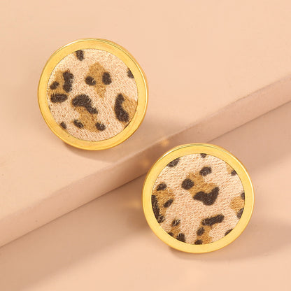 Fashion exaggerated plush leopard-print earrings popular female jewelry INS