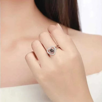 Silver Custom Heart Projection Photo Ring