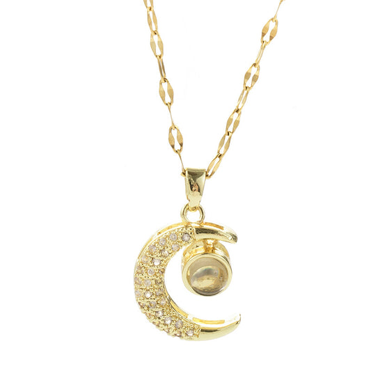 A Hundred Languages I Love You Projection Necklace Full Of Diamond Clavicle Chain