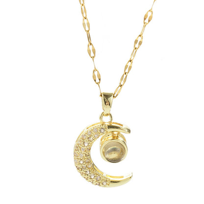 A Hundred Languages I Love You Projection Necklace Full Of Diamond Clavicle Chain