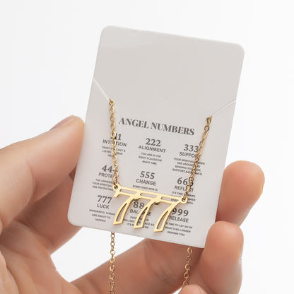 Angel Lucky Number Pendant Fashion 000-999 Stainless Steel Vintage Necklace
